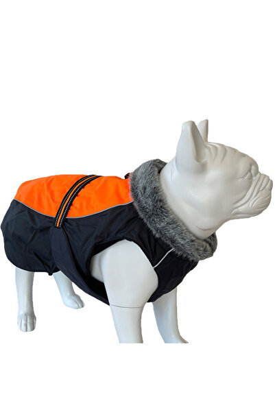 True Love Su Geçirmez Içi Polarlı Boynu Kürklü Turuncu Köpek Kıyafeti