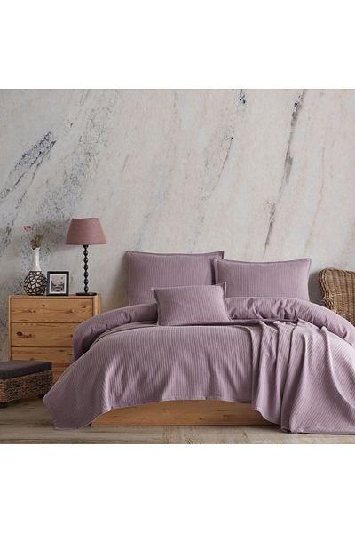 Lief Home 100% памучно плетено многофункционално покривало за легло с шарки | 220x230