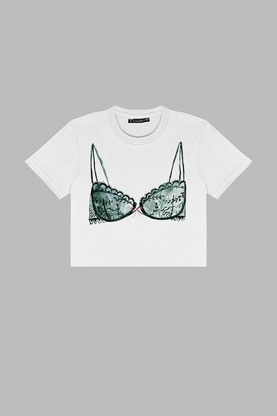 Bak Moda Bow Bikini Printed White Crop Top