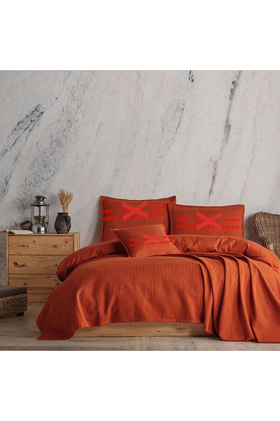 Lief Home 100% Cotton Knitted Patterned Multi-Purpose Bedspread| 220x230