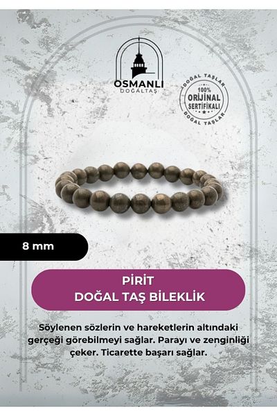 OSMANLI DOĞAL TAŞ Pyrite 8mm Natural Stone Bracelet