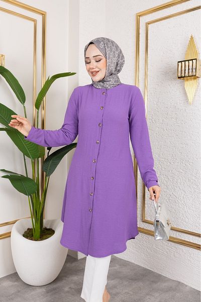 PARAMUN Women's Buttoned Straight Collar Tunic