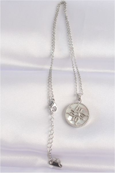 Store 316L Steel Chain Silver Color Oval Design Sun Necklace - Tj-Bko8663