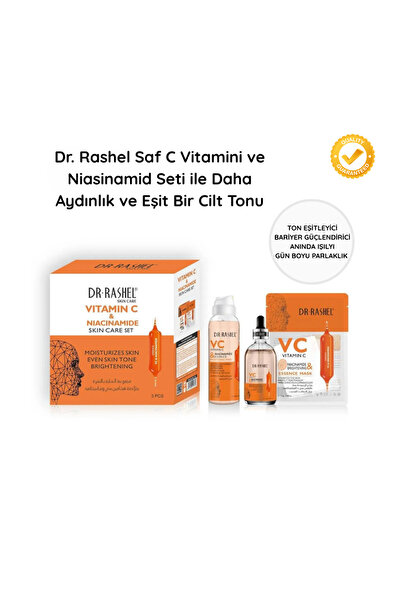 DR.RASHEL C Vitamini & Niasinamid 3'lü Cilt Bakım Seti, Canlandırıcı, Anında ...
