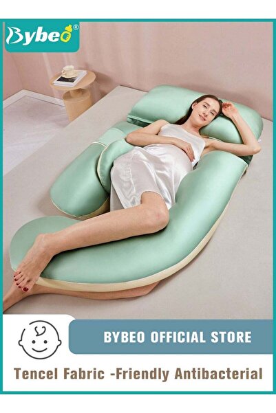 BYBEO وسائد الحمل للنوم، وسادة كاملة للجسم على شكل حرف U للنساء الحوامل مع إم...
