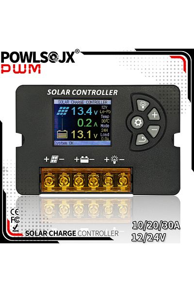 Choice 12-24v 30a Powlsojx 12v/24v Pwm Solar Charge Controller 10a/20a/30a With Color Lcd Screen, Adjustabl
