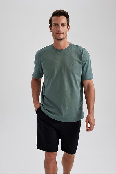 DeFacto Μπλουζάκι με κοντό μανίκι Oversize Wide Fit Crew Neck Basic B0662axns