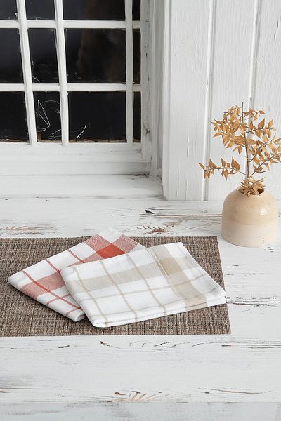 Green Black Esila 2-Piece Drying Cloth 100% Cotton Yarn Dyed Special Woven Beige-Terra 45x65 cm