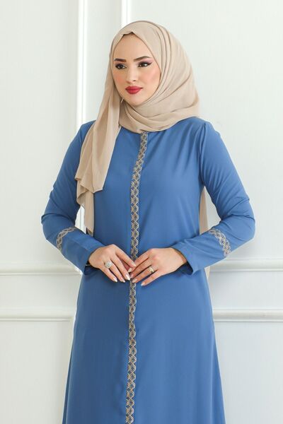 ISTANBUL STYLES Крепова тканина з вишивкою на блискавці Abaya