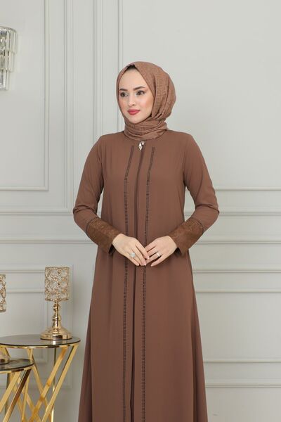 ISTANBUL STYLES Μανίκια μεγάλου μεγέθους Δαντέλα Γυναικεία μανίκια Ferace Λεπτομερή κοσμήματα λέιζερ από ύφασμα κρεπ Ferace