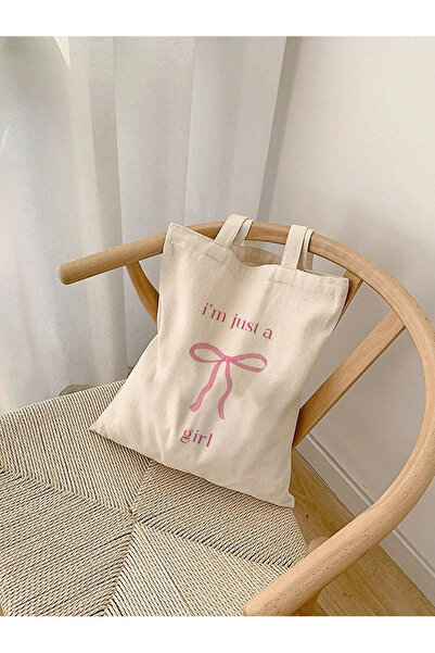 designedfy I'm Just A Gİrl Su Geçirmez Baskılı Bez Çanta