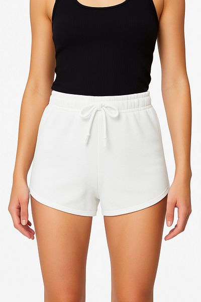 Usaspor Women's 2 Thread Combed Cotton White Shorts