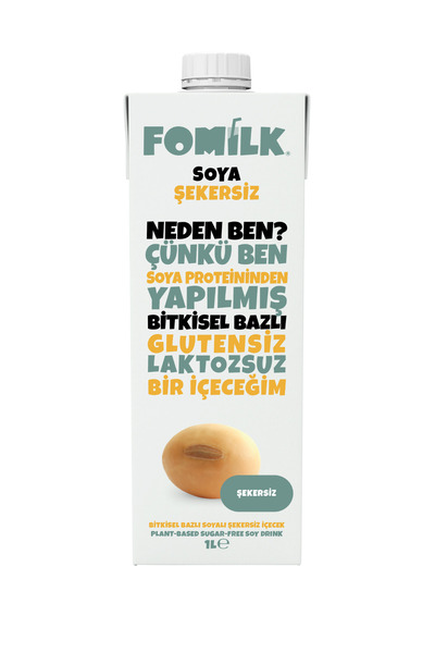 Fomilk Soya Sütü 1 L Glutensiz Bitkisel Bazlı Laktozsuz Vegan Şekersiz
