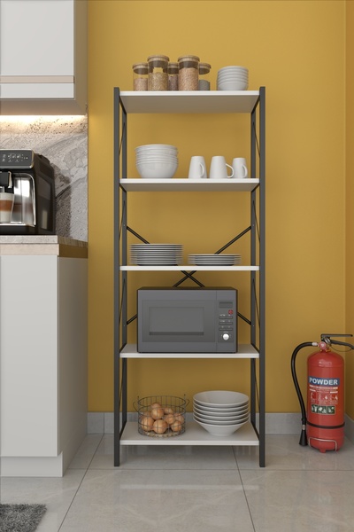 VayLife 5 Raflı Kapaksız Düzenleyici Mutfak Rafı 150x60x30 Beyaz