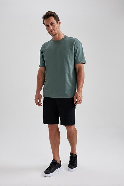 DeFacto Μπλουζάκι με κοντό μανίκι Oversize Wide Fit Crew Neck Basic B0662axns