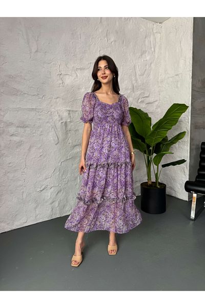 Elif Özbey Butik Rochie mov stratificată