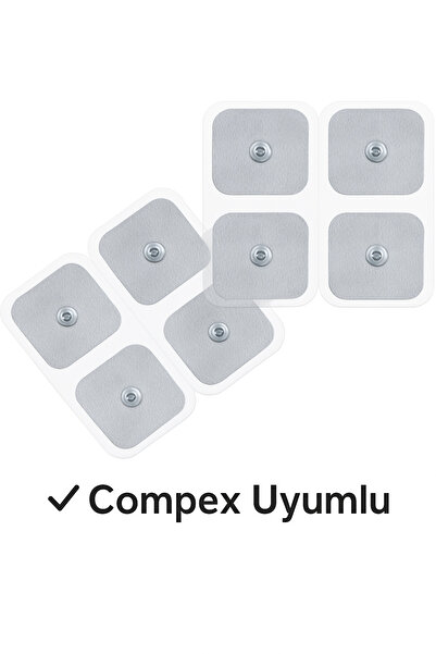 GAFNİLES 8 Adet C0mpex Uyumlu Elektrot Tens Cihazı Pedi Çıtçıtlı Ped 5x5 Tens...