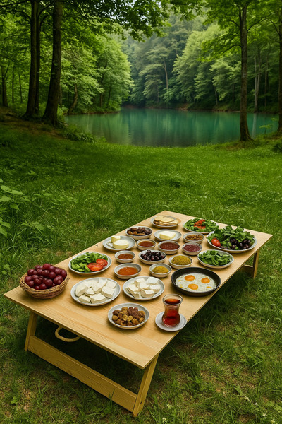 LİVİNGSTORE Katlanabilir Ahşap Kamp-balkon-bahçe-piknik Masası-sabit Ayaklı– ...