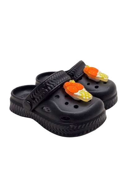 wakawakakidsstore Black Children's Booties Slippers with Ice Cream Figure