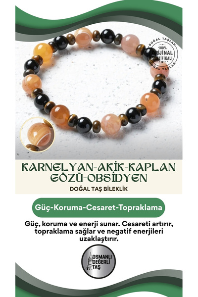 OSMANLI DEĞERLİ TAŞ Sertifikalı Doğal Karnelyan Akik, Kaplan Gözü ve Obsidyen...