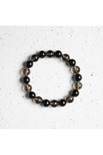 OSMANLI DEĞERLİ TAŞ Sertifikalı Doğal Dumanlı Kuvars ve Obsidiyen Bileklik – Koruma ve Topraklama Enerjisi