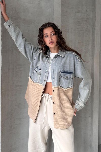 ZAROLİ Cămașă cu detalii din denim semi-vechit