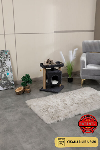 PATİSTORE Oslo Antrasit Wellsoft Kumaşlı Yıkanabilir Kedi Tırmalama Ve Oyun E...
