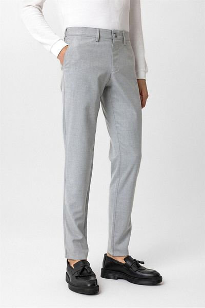 SÜVARİ Γκρι υφασμάτινο παντελόνι με σχέδιο Slim Fit