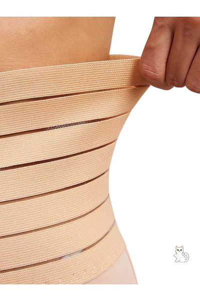 MİSTİRİK Buturo Model Abdominal and Belly Enhancing Elastic Waist Large Size Panties Corset Skin Color