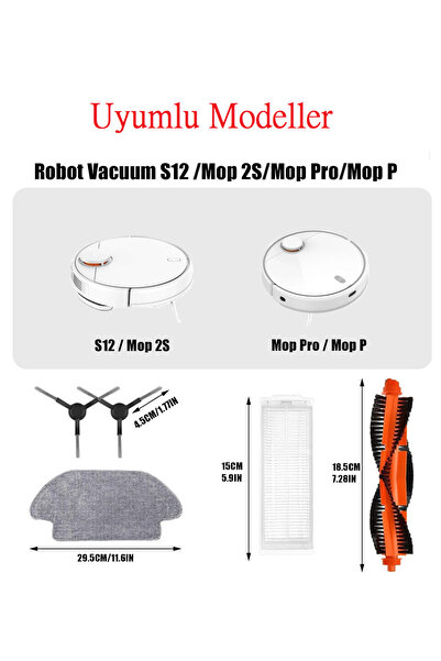 ibrush Съвместим с Xiaomi робот прахосмукачка Mop Pro-Vacuum Mop P (модел №: STYTJ02YM) Съвместим филтър, комплект четки - 10 броя