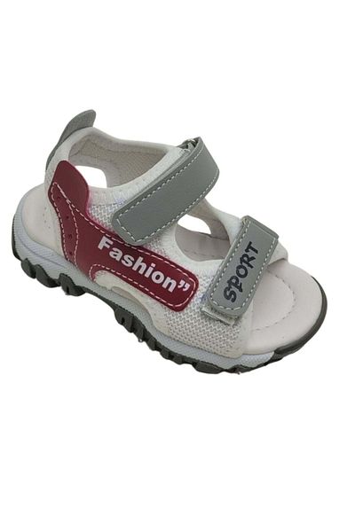 ww waka waka kids store White Gray Claret Red Children's Sandals with "Fashion" and "Sport" Written