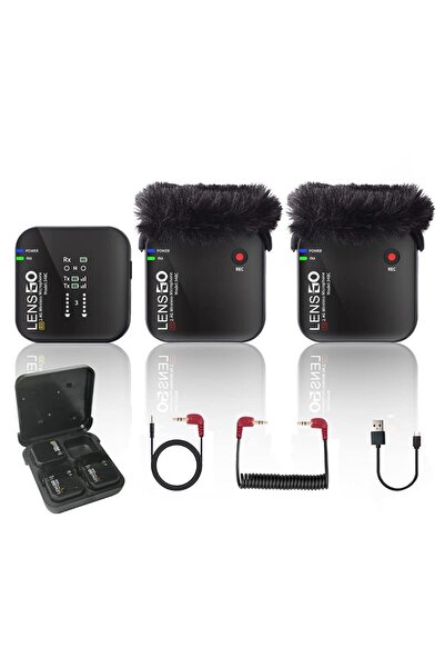 LENSGO 348C Siyah 1V2 Kablosuz İkili Mikrofon Seti