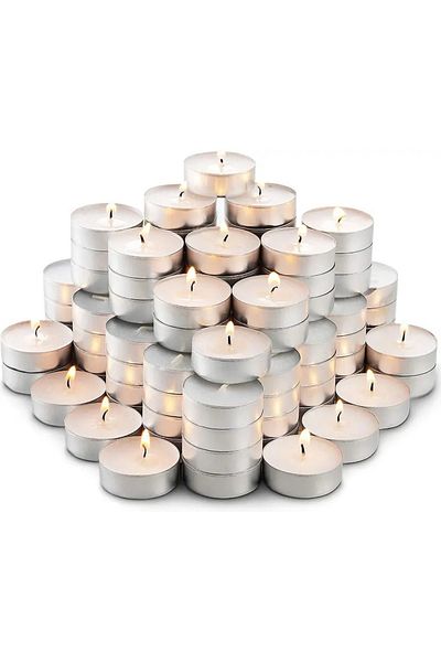 IKEA Glimma Unscented White Tealight Candles – 100 Pack – Long Burning, Smokeless For Home & Events