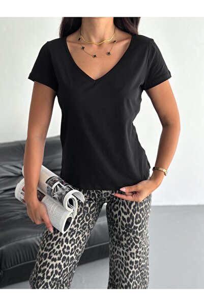 YUSUF CAN KARATAŞ KARATAŞ GİYİM Γυναικείο μπλουζάκι Premium Modal V-Neck Basi...