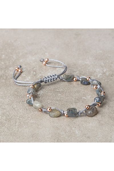 OSMANLI DOĞAL TAŞ Labradorite Natural Cut Natural Stone Macrame Bracelet