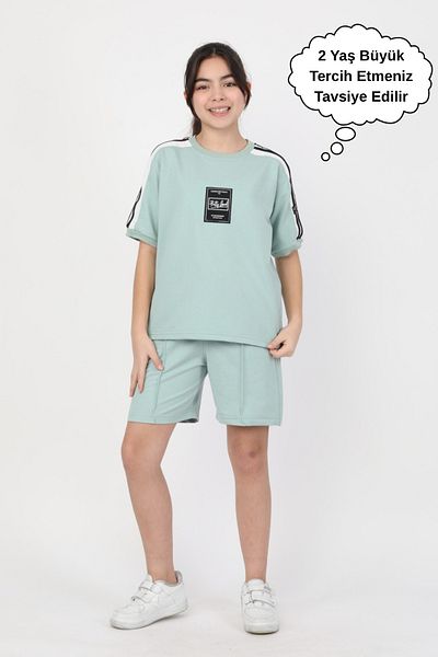ASYAKİDS CLUB Girl's Summer Sports T-Shirt Capri Suit