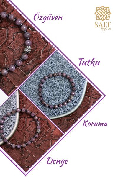 Saff Doğal Taş Certified Ruby and Hematite Stone Energy Bracelet