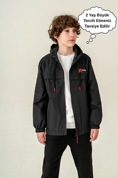 ASYAKİDS CLUB Boy's Hooded Pocket Lined Seasonal Raincoat