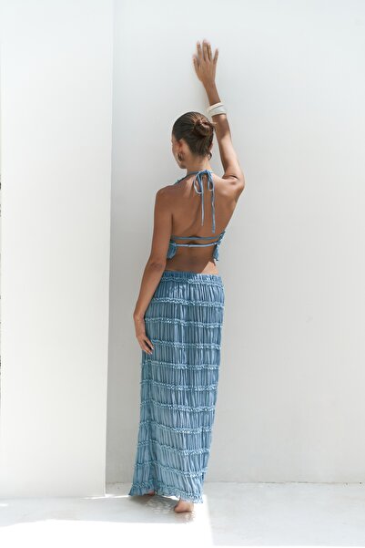 BOHEMAİ Sofi Transparent Blue Crop Skirt Suit