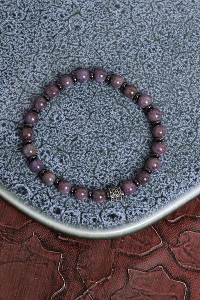 Saff Doğal Taş Certified Ruby and Hematite Stone Energy Bracelet