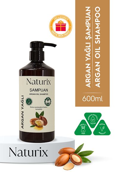 Naturix Argan Oil Shampoo - 600ml |   Repairing Treatment Without Paraben, Phosphate, Salt
