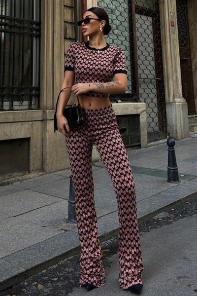 Lijuri Brenda Patterned Crop Suit 9019-08