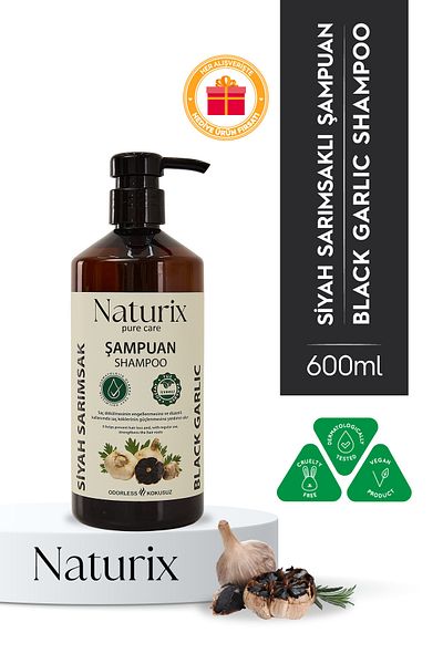 Naturix Black Garlic Shampoo - Paraben, Salt, Phosphate Free Odorless & Salt Free 600ml
