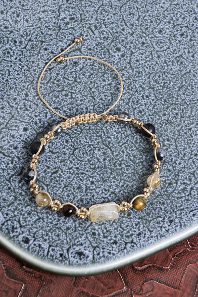 Saff Doğal Taş Certified Citrine, Obsidian and Shungite Protection Bracelet