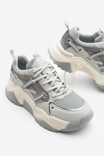 Marjin Azlin Grey Damen-Sneaker – Sportschuhe mit Schnürung, Mesh und dicker Sohle
