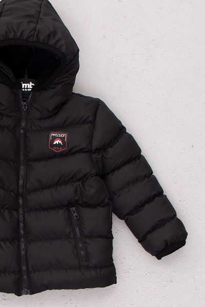 wakawakakidsstore Fleece Inside Hooded Zipper Closure Boy's Coat - Black - Age 2
