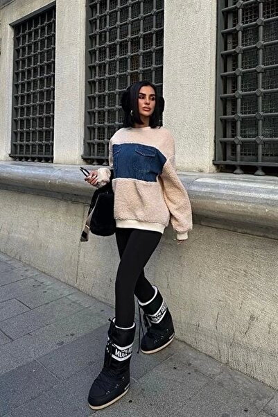 LORE MİEL Φούτερ με τζιν στο στήθος συνδυασμός υφασμάτων 3402