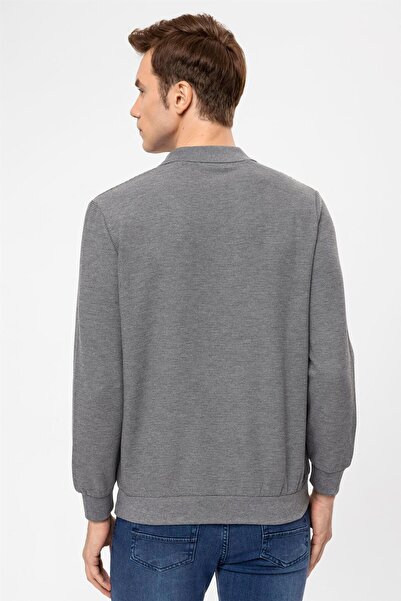 SÜVARİ Polo Collar Regular Fit Dobby Sweatshirt