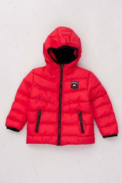 wakawakakidsstore Fleece Inside Hooded Zipper Closure Boy's Coat - Red - Age 2