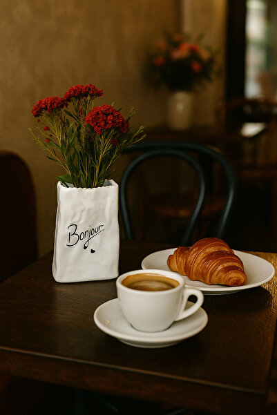 ÖZLEMKAYMAZ كيس ورقي من السيراميك مزهرية بونجور